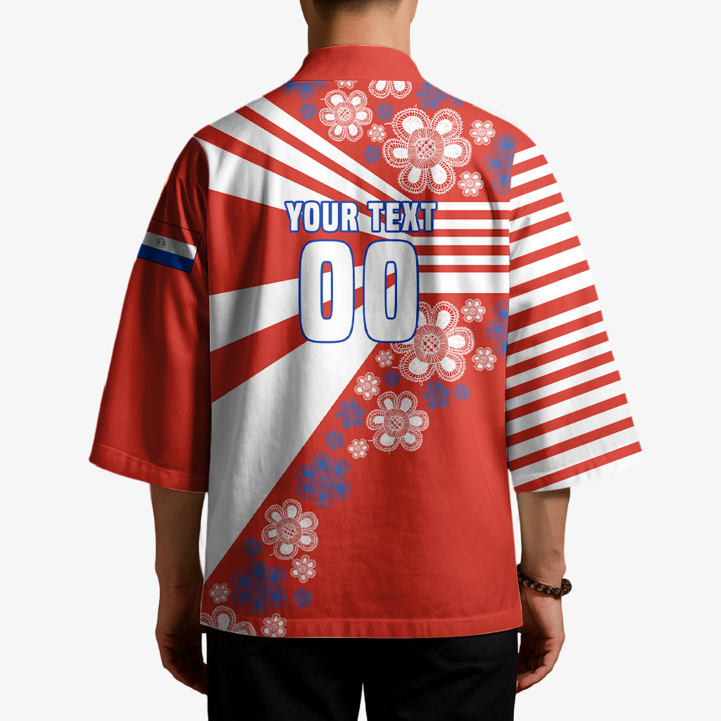 Personalized Paraguay Football Kimono Lion Eagle Mascot Floral