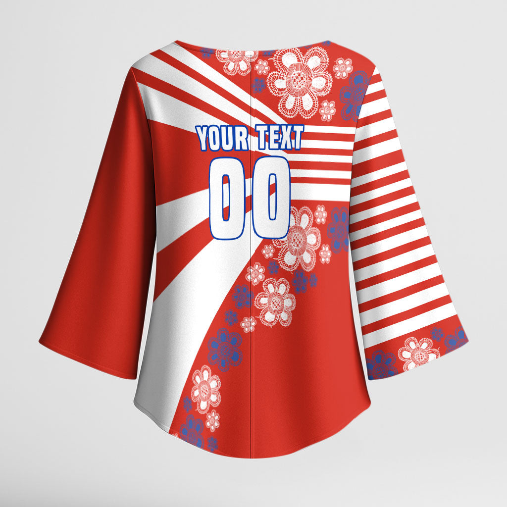 Personalized Paraguay Football Kimono Sleeve Blouse Lion Eagle Mascot Floral