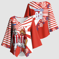 Personalized Paraguay Football Kimono Sleeve Blouse Lion Eagle Mascot Floral
