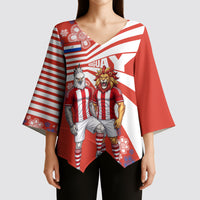 Personalized Paraguay Football Kimono Sleeve Blouse Lion Eagle Mascot Floral