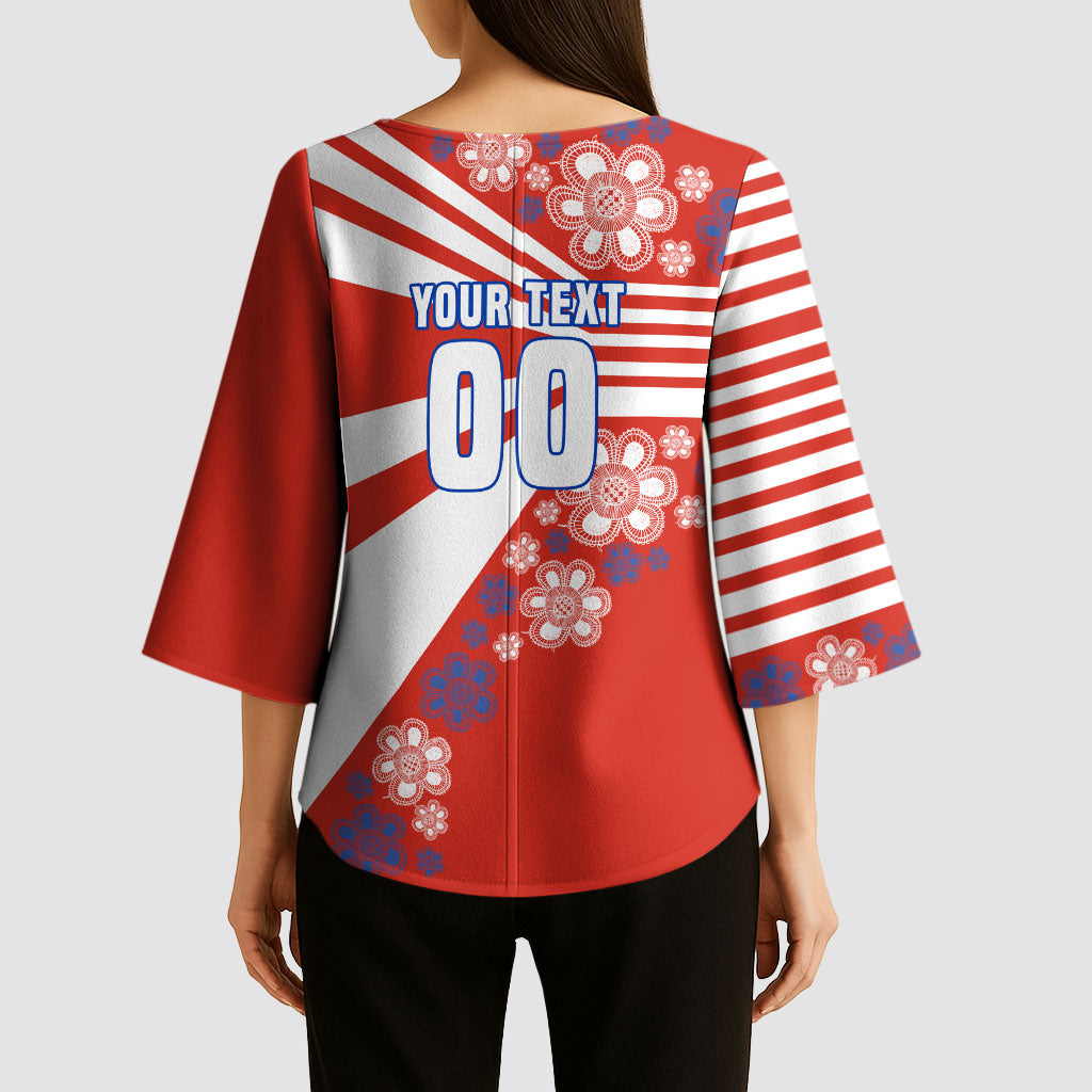 Personalized Paraguay Football Kimono Sleeve Blouse Lion Eagle Mascot Floral