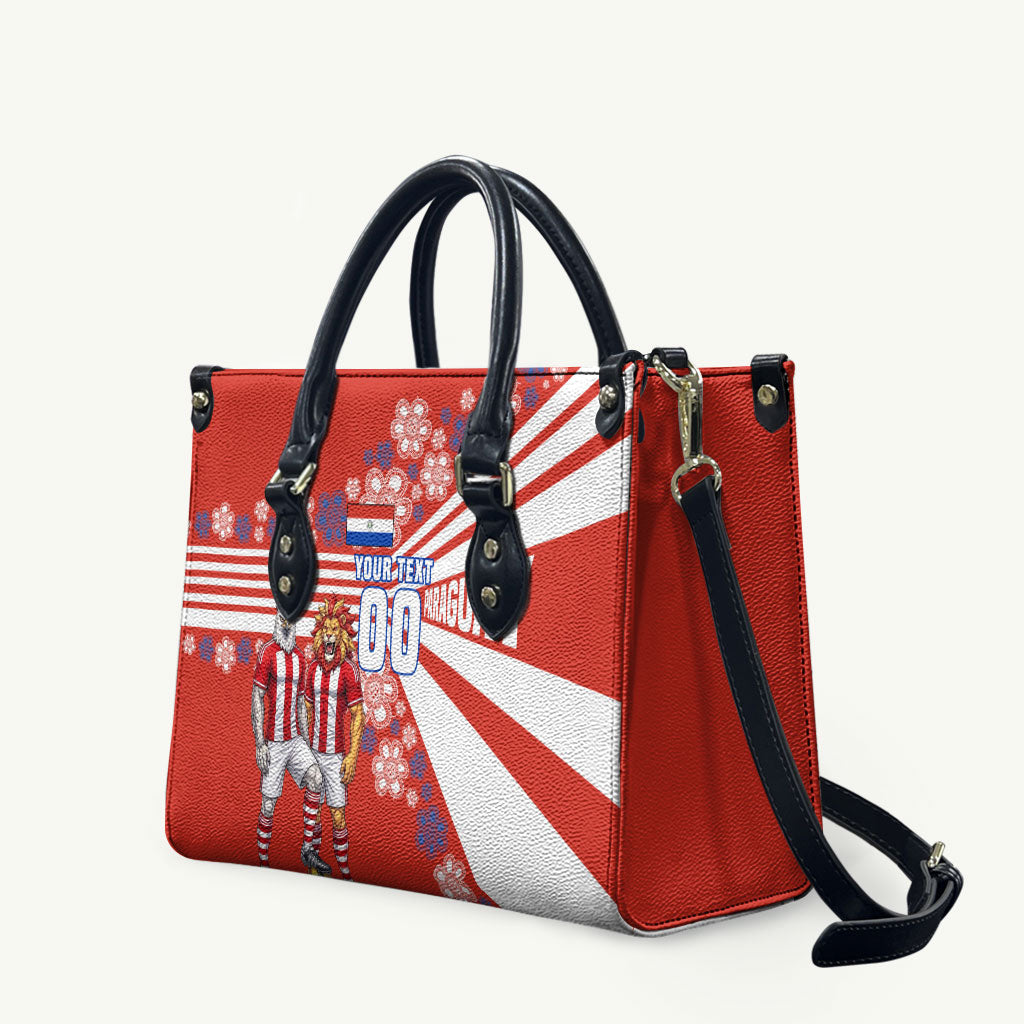 Personalized Paraguay Football Leather Bag Lion Eagle Mascot Floral