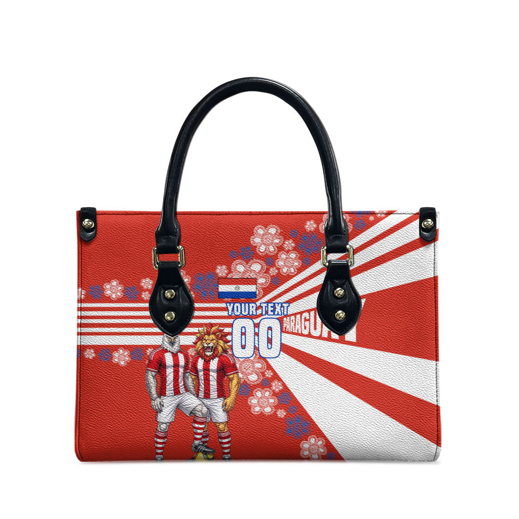 Personalized Paraguay Football Leather Bag Lion Eagle Mascot Floral