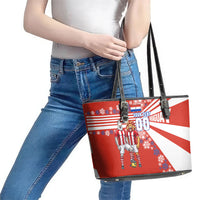 Personalized Paraguay Football Leather Tote Bag Lion Eagle Mascot Floral