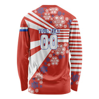 Personalized Paraguay Football Long Sleeve Shirt Lion Eagle Mascot Floral