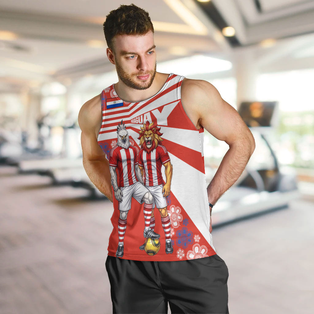 Personalized Paraguay Football Men Tank Top Lion Eagle Mascot Floral