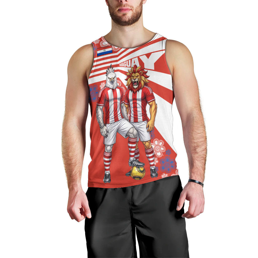 Personalized Paraguay Football Men Tank Top Lion Eagle Mascot Floral