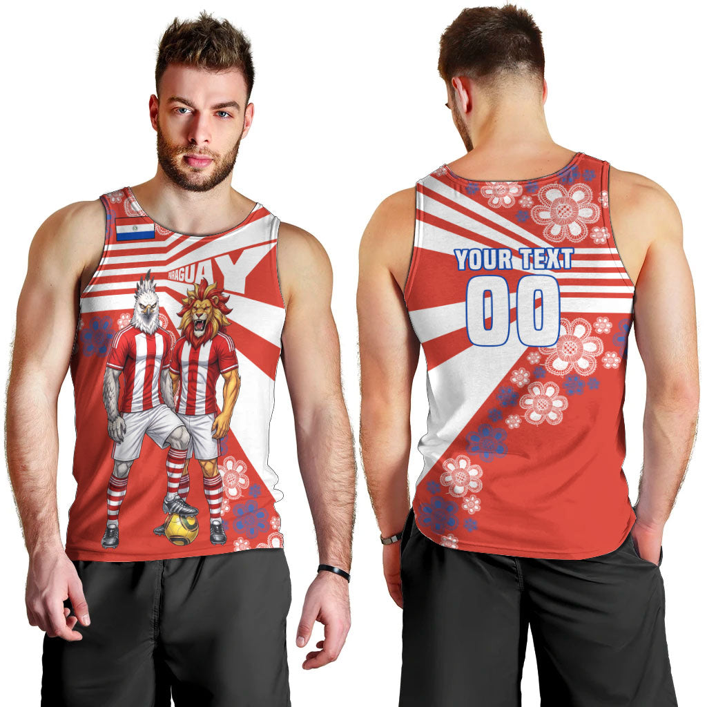 Personalized Paraguay Football Men Tank Top Lion Eagle Mascot Floral
