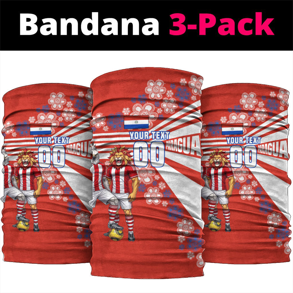 Personalized Paraguay Football Neck Gaiter Lion Eagle Mascot Floral