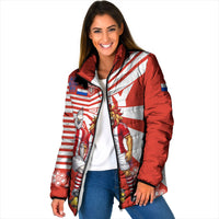 Personalized Paraguay Football Padded Jacket Lion Eagle Mascot Floral
