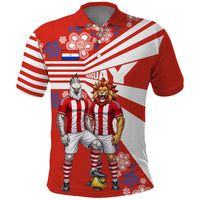 Personalized Paraguay Football Polo Shirt Lion Eagle Mascot Floral