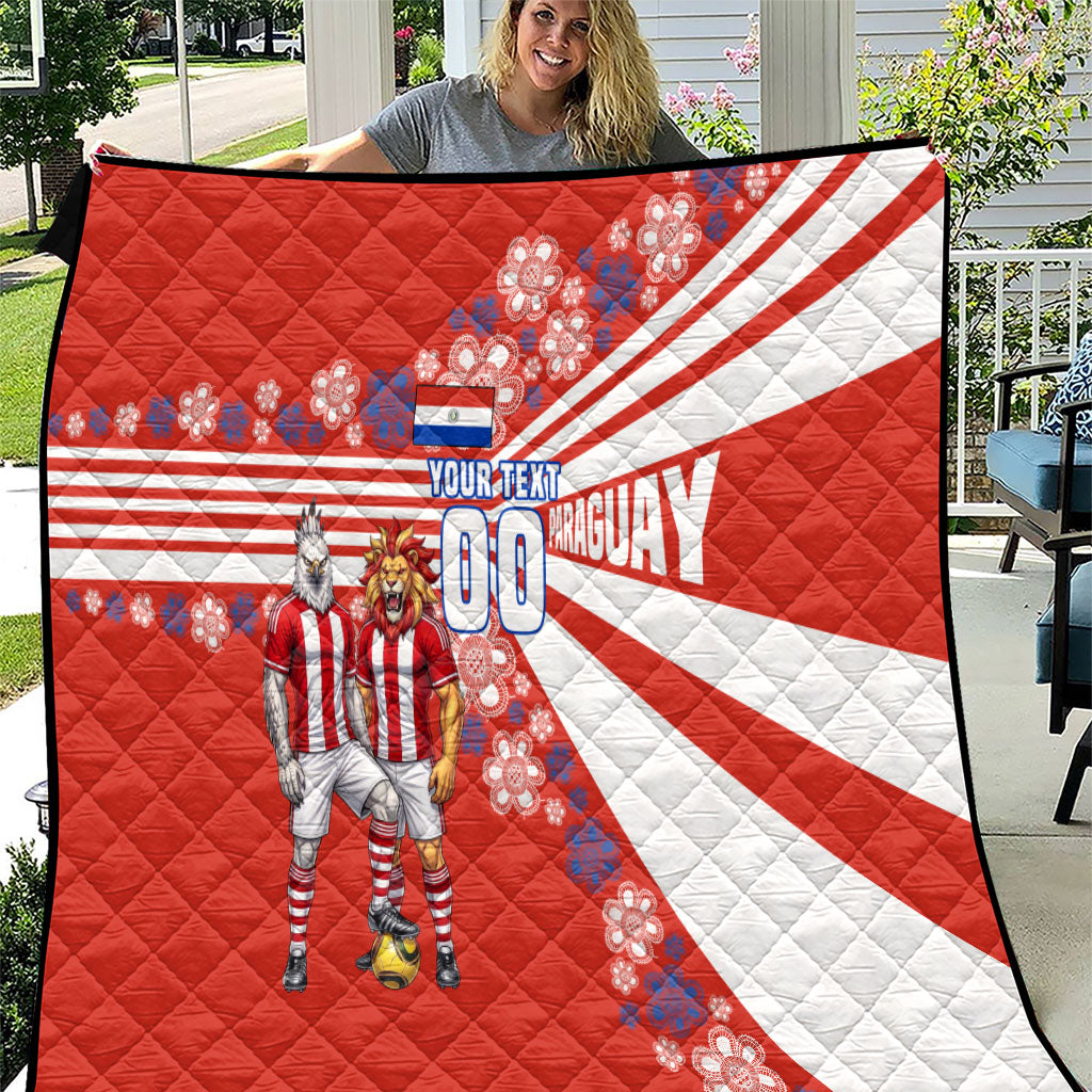 Personalized Paraguay Football Quilt Lion Eagle Mascot Floral