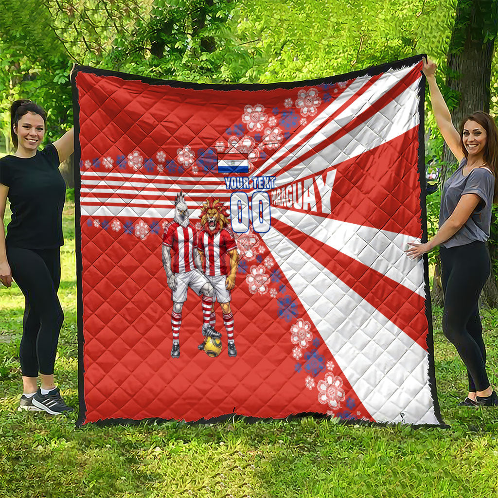 Personalized Paraguay Football Quilt Lion Eagle Mascot Floral