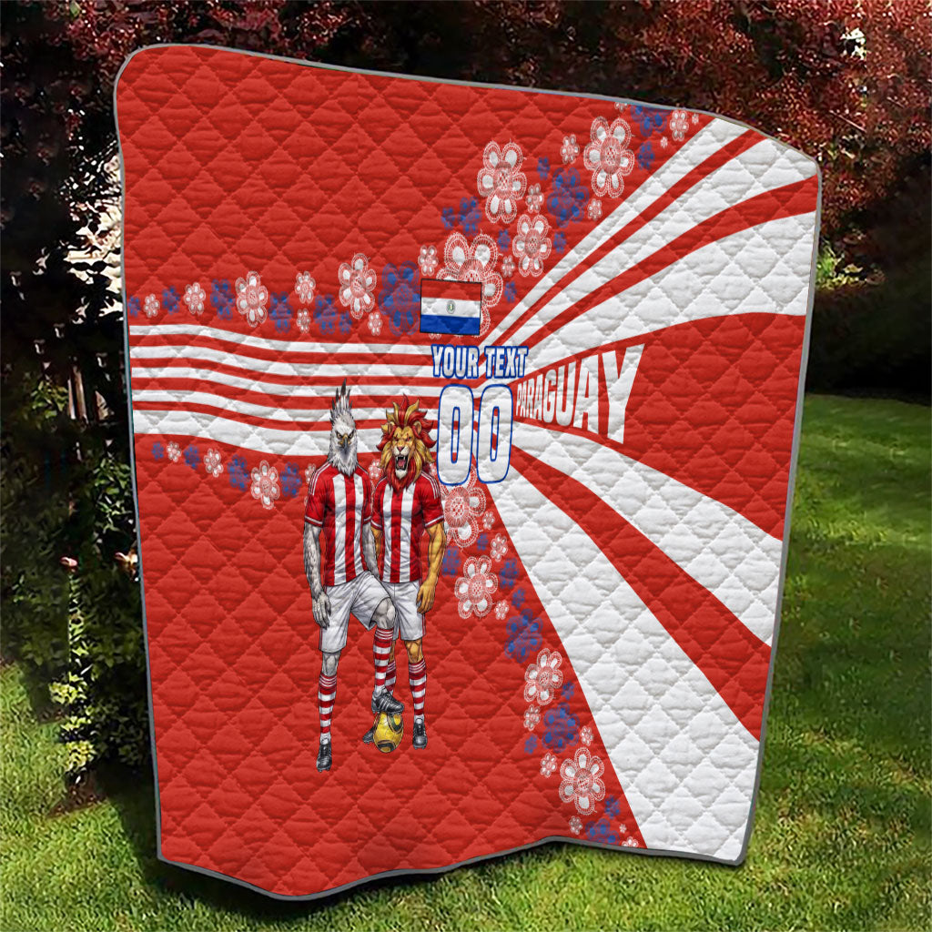 Personalized Paraguay Football Quilt Lion Eagle Mascot Floral