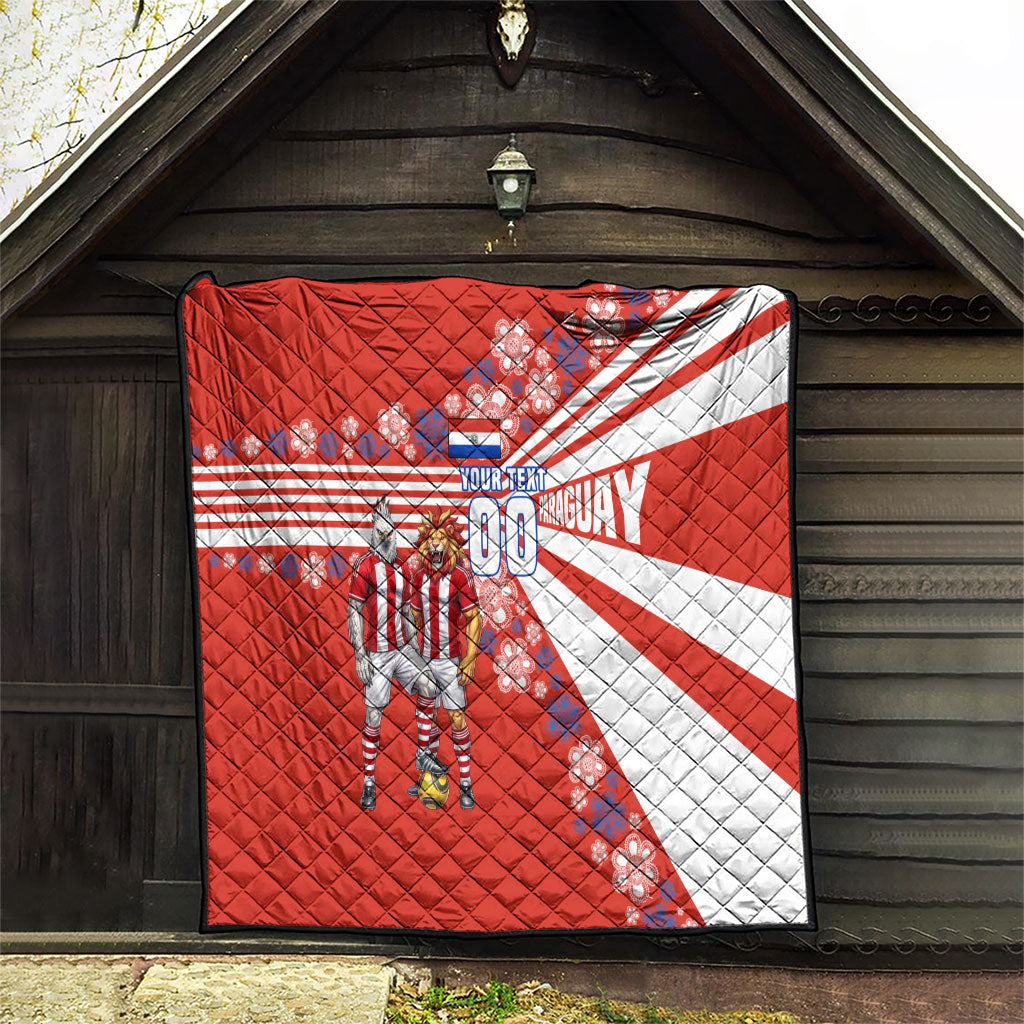 Personalized Paraguay Football Quilt Lion Eagle Mascot Floral