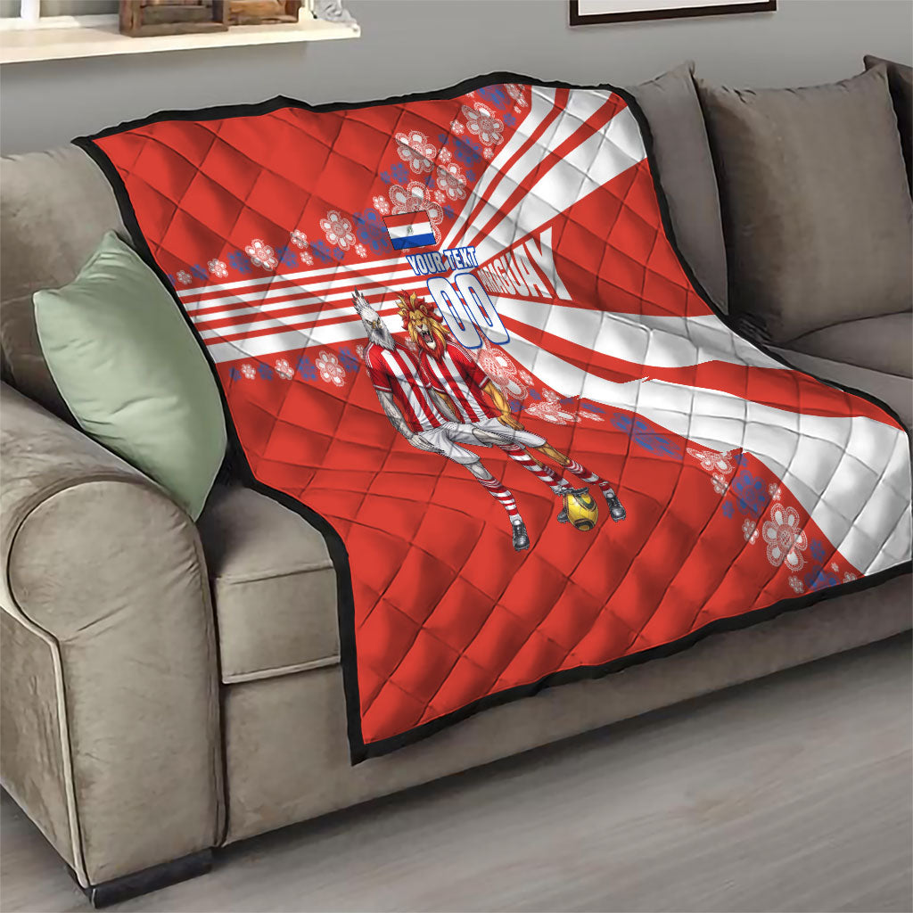 Personalized Paraguay Football Quilt Lion Eagle Mascot Floral