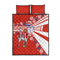 Personalized Paraguay Football Quilt Bed Set Lion Eagle Mascot Floral