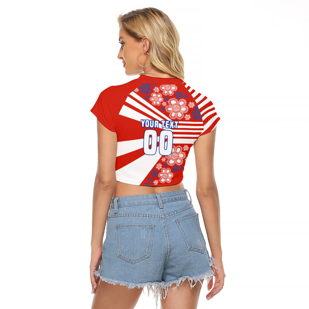 Personalized Paraguay Football Raglan Cropped T Shirt Lion Eagle Mascot Floral