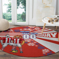 Personalized Paraguay Football Round Carpet Lion Eagle Mascot Floral