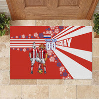Personalized Paraguay Football Rubber Doormat Lion Eagle Mascot Floral