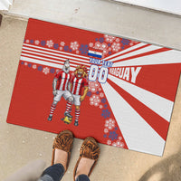 Personalized Paraguay Football Rubber Doormat Lion Eagle Mascot Floral