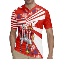 Personalized Paraguay Football Rugby Jersey Lion Eagle Mascot Floral