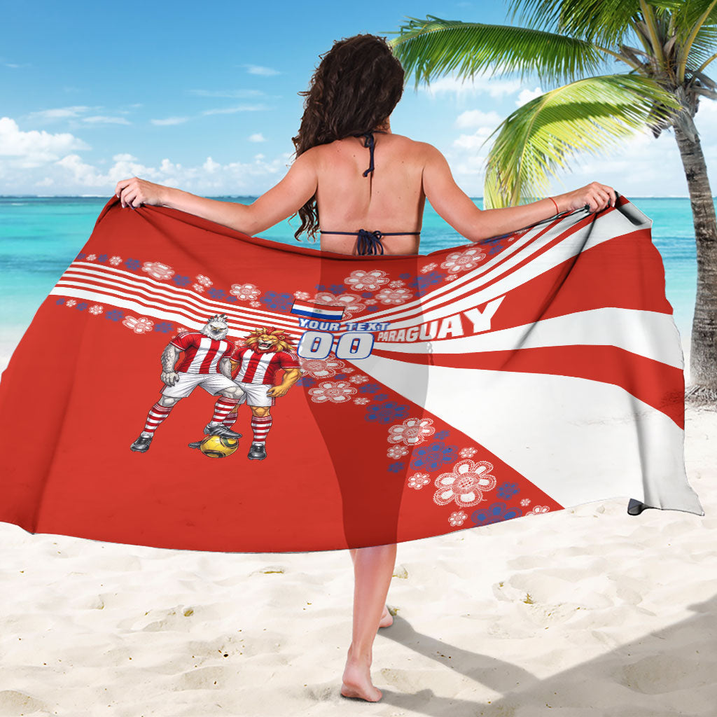 Personalized Paraguay Football Sarong Lion Eagle Mascot Floral