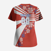Personalized Paraguay Football Scrub Top Lion Eagle Mascot Floral