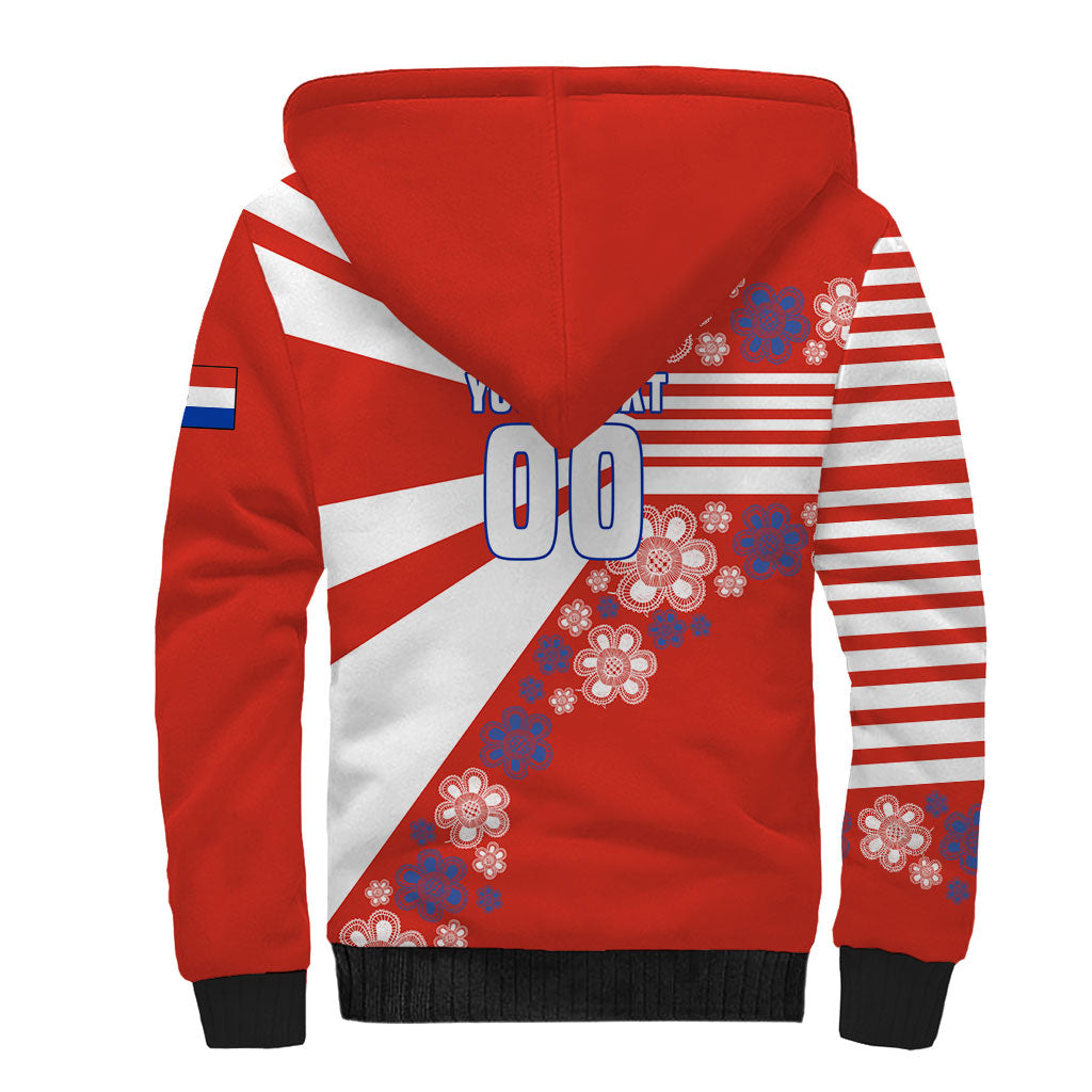 Personalized Paraguay Football Sherpa Hoodie Lion Eagle Mascot Floral
