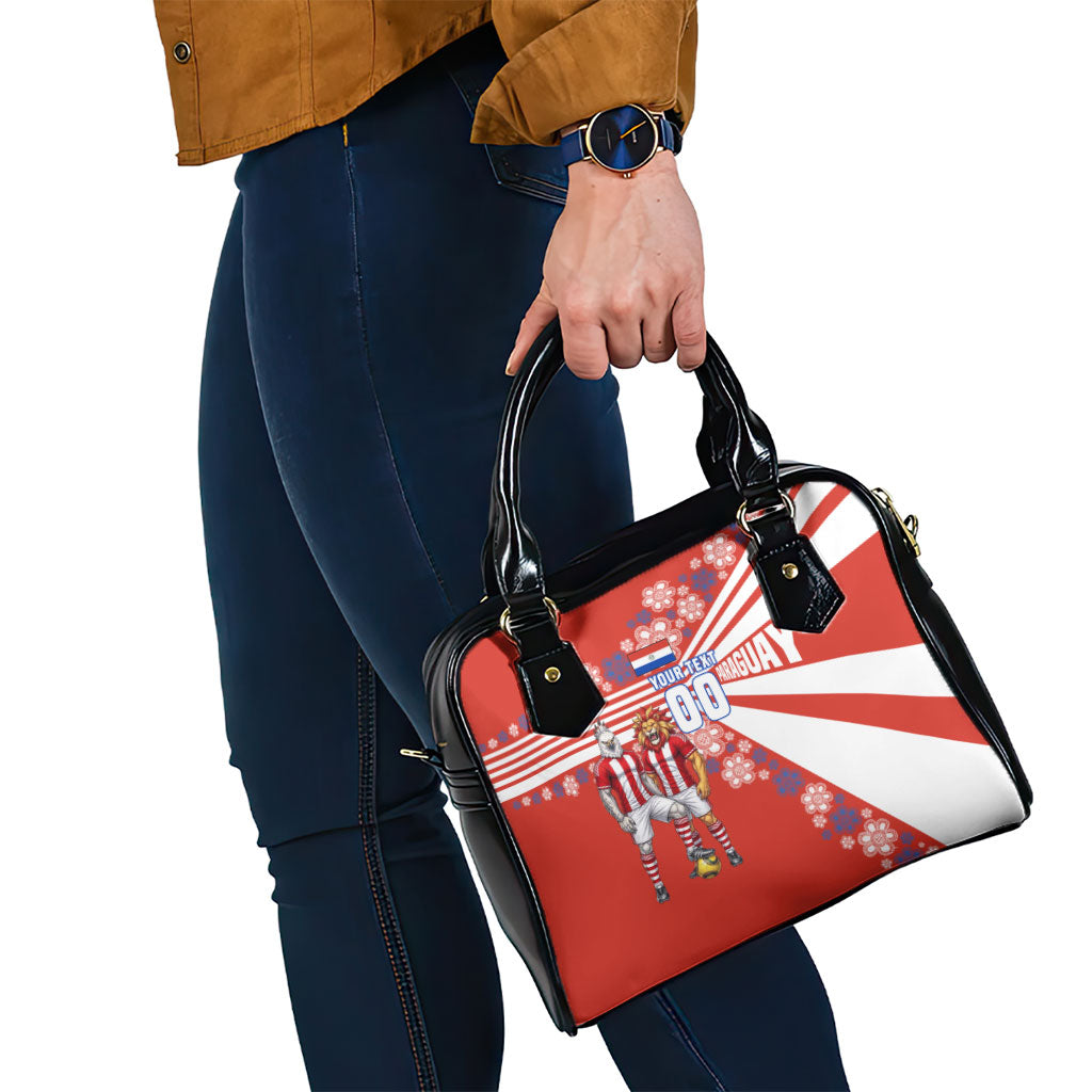 Personalized Paraguay Football Shoulder Handbag Lion Eagle Mascot Floral