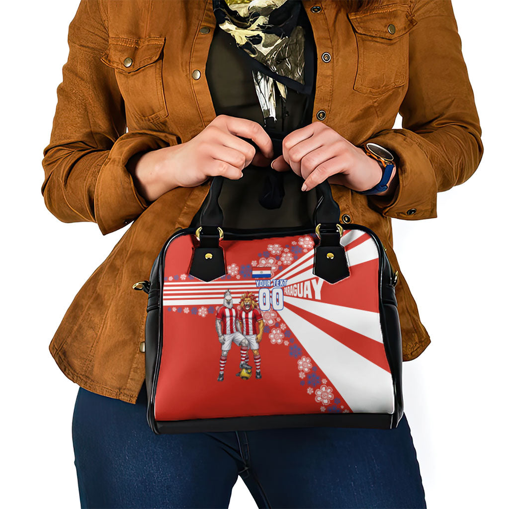 Personalized Paraguay Football Shoulder Handbag Lion Eagle Mascot Floral