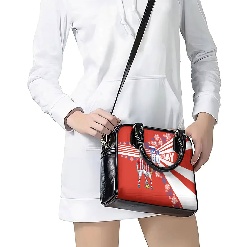 Personalized Paraguay Football Shoulder Handbag Lion Eagle Mascot Floral