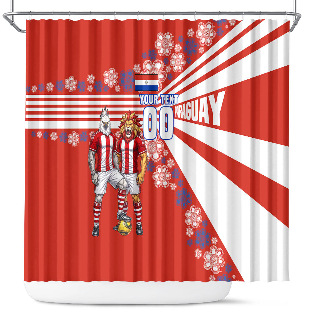 Personalized Paraguay Football Shower Curtain Lion Eagle Mascot Floral