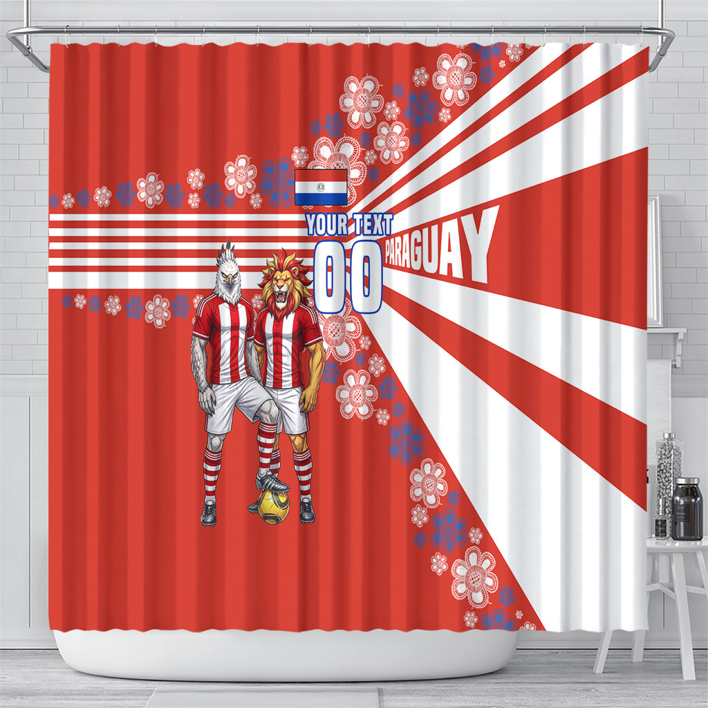 Personalized Paraguay Football Shower Curtain Lion Eagle Mascot Floral