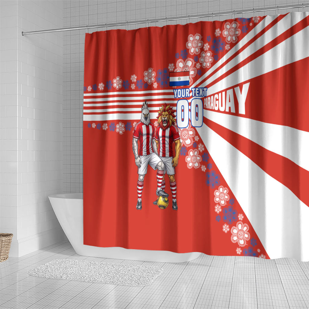 Personalized Paraguay Football Shower Curtain Lion Eagle Mascot Floral