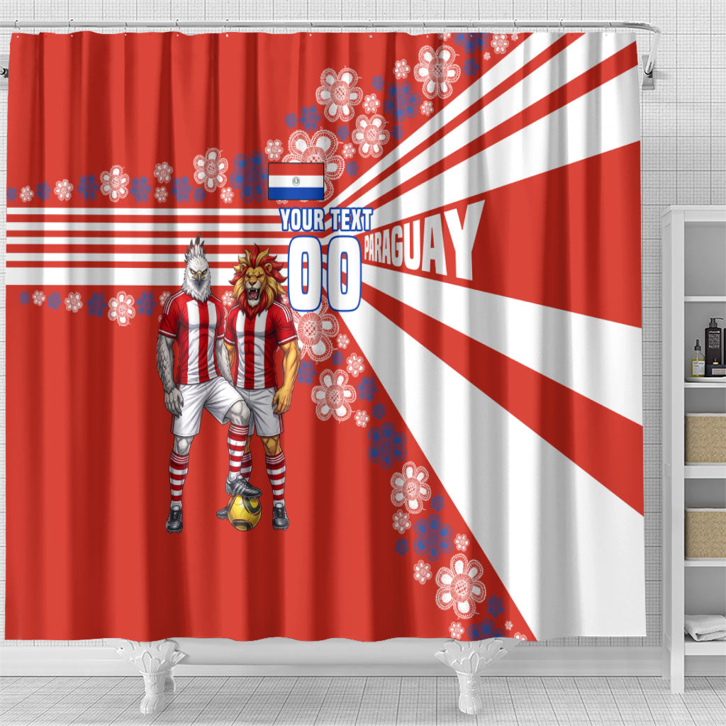 Personalized Paraguay Football Shower Curtain Lion Eagle Mascot Floral