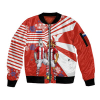 Personalized Paraguay Football Sleeve Zip Bomber Jacket Lion Eagle Mascot Floral