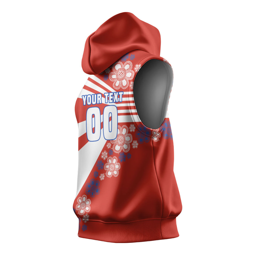 Personalized Paraguay Football Sleeveless Hoodie Lion Eagle Mascot Floral