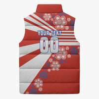 Personalized Paraguay Football Sleeveless Puffer Jacket Lion Eagle Mascot Floral