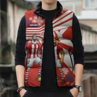 Personalized Paraguay Football Sleeveless Puffer Jacket Lion Eagle Mascot Floral