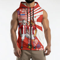 Personalized Paraguay Football Sleeveless Zip Hoodie Lion Eagle Mascot Floral