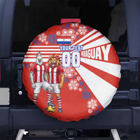 Personalized Paraguay Football Spare Tire Cover Lion Eagle Mascot Floral