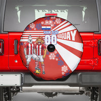 Personalized Paraguay Football Spare Tire Cover Lion Eagle Mascot Floral