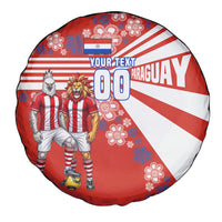 Personalized Paraguay Football Spare Tire Cover Lion Eagle Mascot Floral