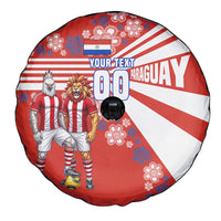 Personalized Paraguay Football Spare Tire Cover Lion Eagle Mascot Floral