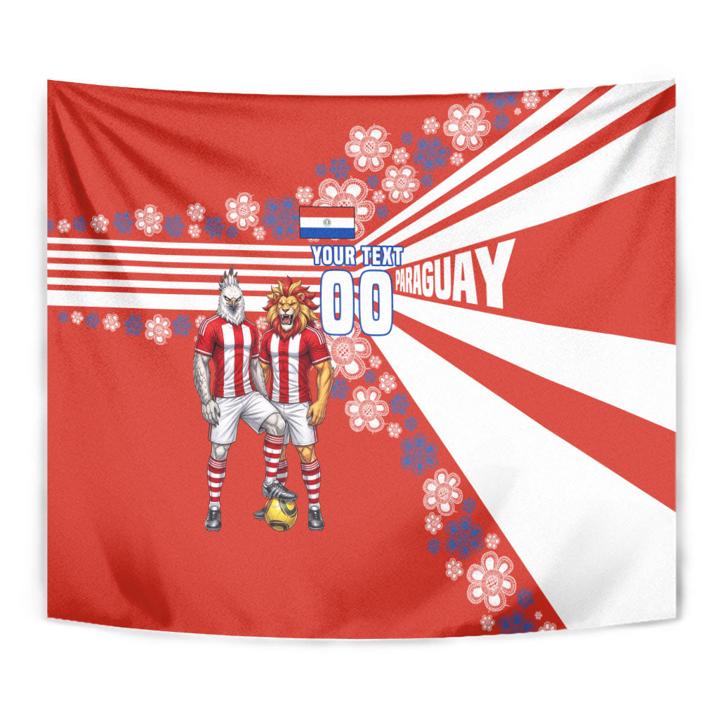 Personalized Paraguay Football Tapestry Lion Eagle Mascot Floral