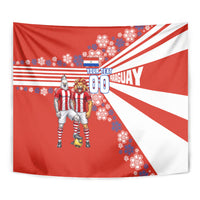 Personalized Paraguay Football Tapestry Lion Eagle Mascot Floral