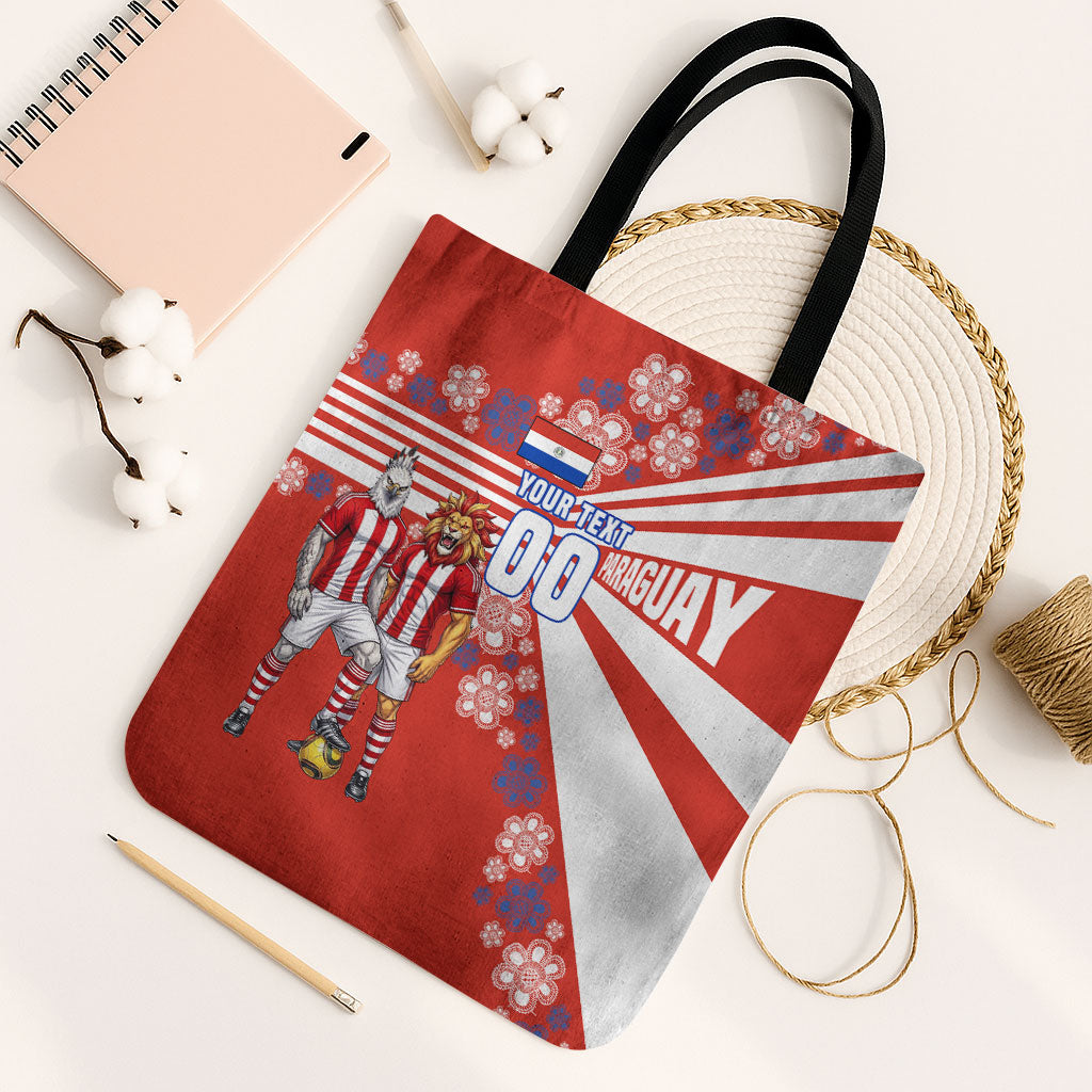 Personalized Paraguay Football Tote Bag Lion Eagle Mascot Floral