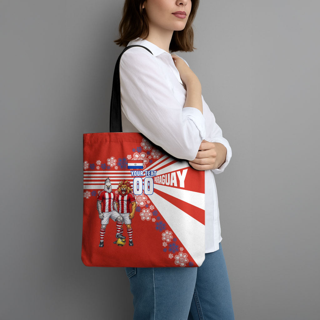 Personalized Paraguay Football Tote Bag Lion Eagle Mascot Floral