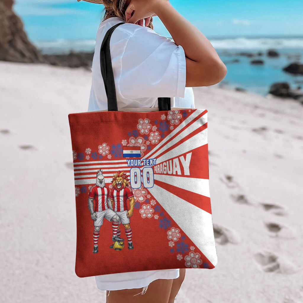 Personalized Paraguay Football Tote Bag Lion Eagle Mascot Floral